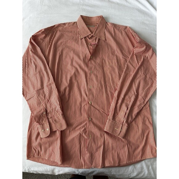 Burberry London Men’s XL Red Yellow Striped Button-Up Long Sleeve Shirt - Picture 3 of 8